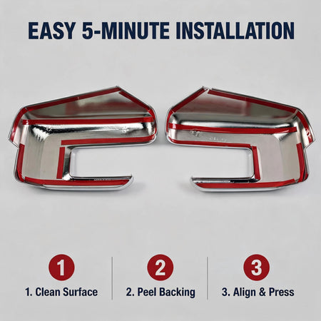 Chrome door handle cover trims, step-by-step installation labels