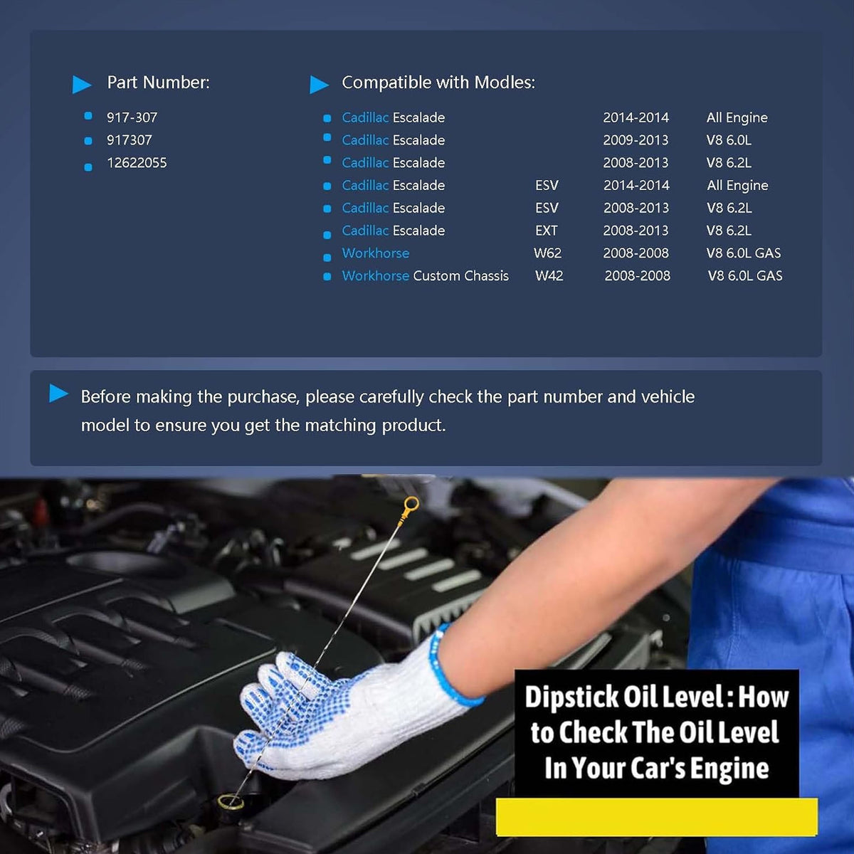 Engine oil dipstick with yellow handle and metal probe near a vehicle engine bay