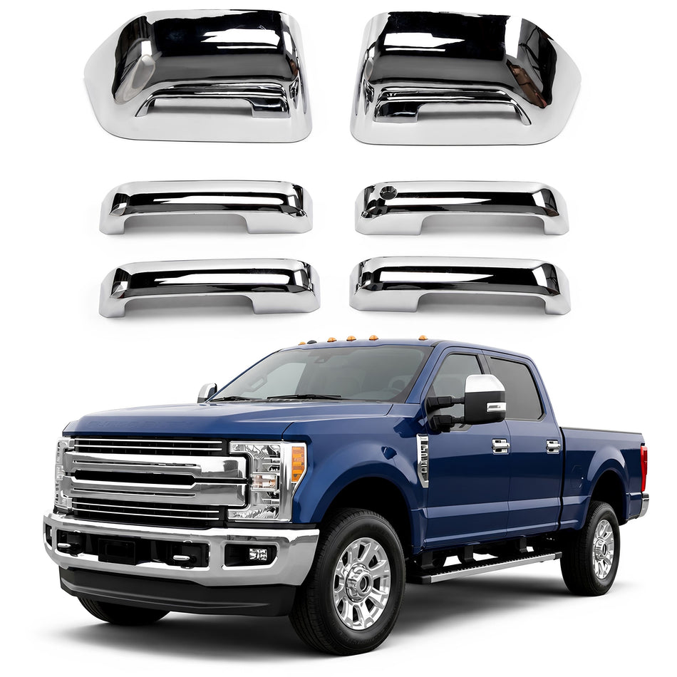 Set of chrome mirror caps and door handle covers for truck