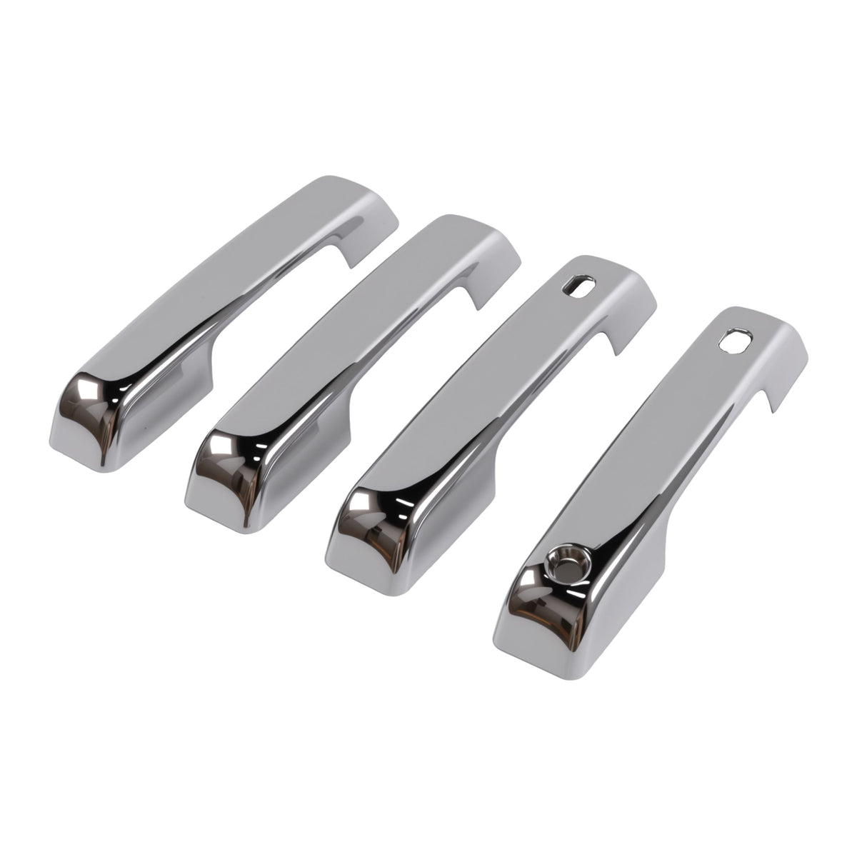 Set of chrome door handle cover trims, glossy metal pieces