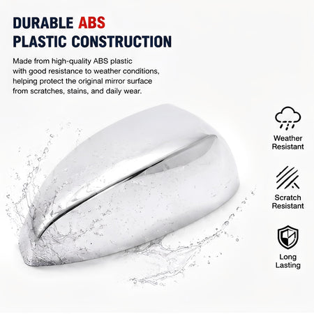 Chrome top half mirror cover made of ABS plastic, weather and scratch resistant