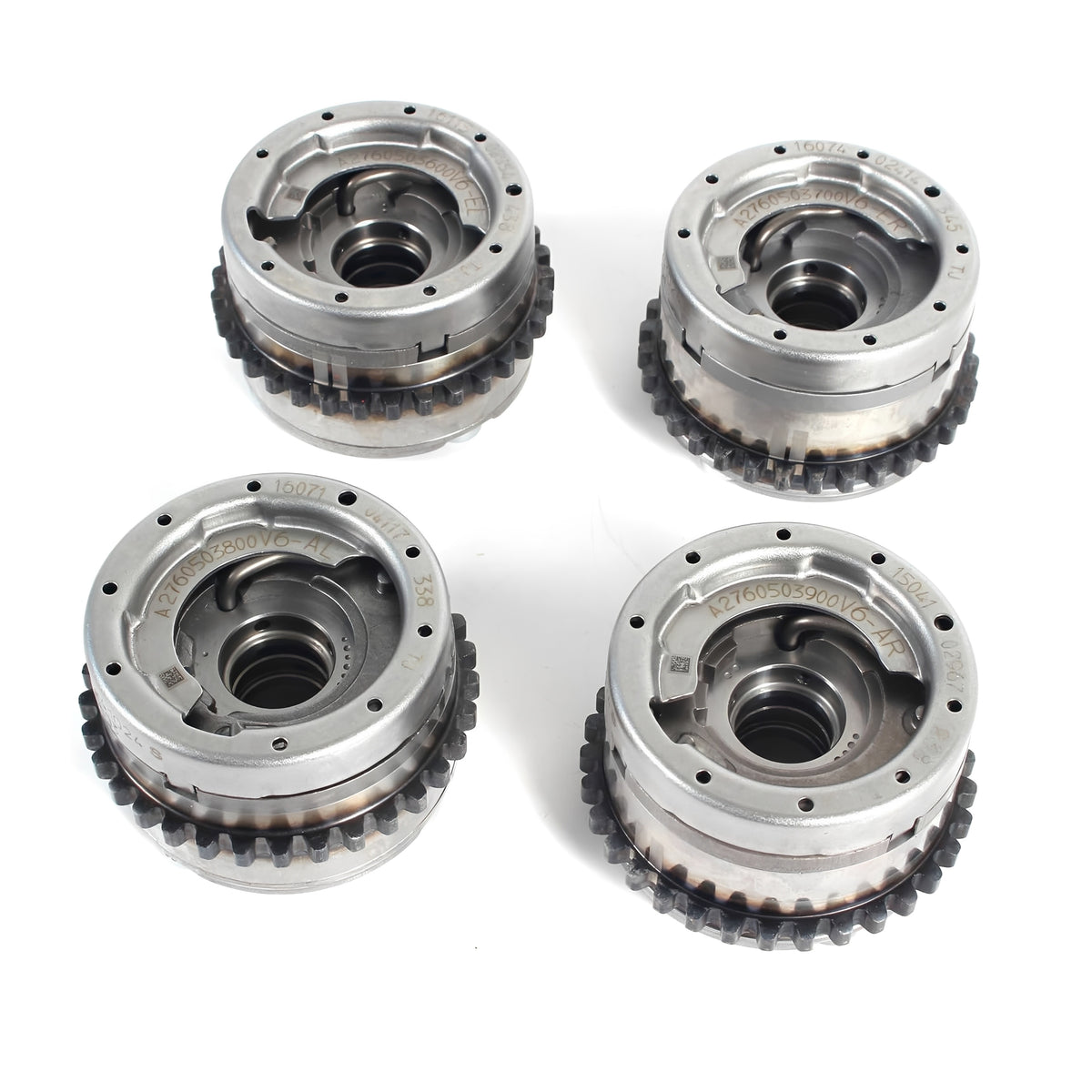 Timing chain sprockets, four-pack of metal gears with mounting hubs