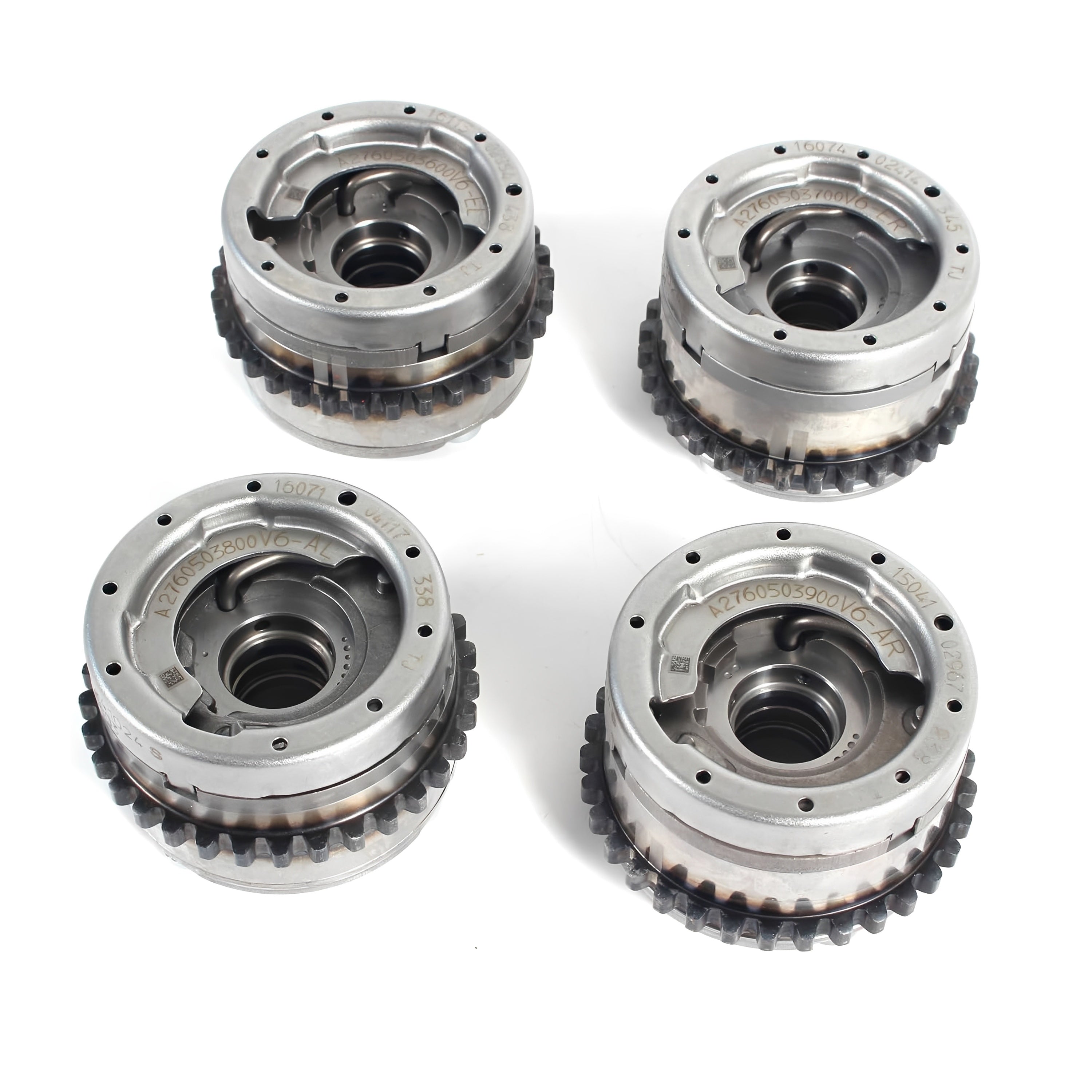 Timing chain sprockets, four-pack of metal gears with mounting hubs
