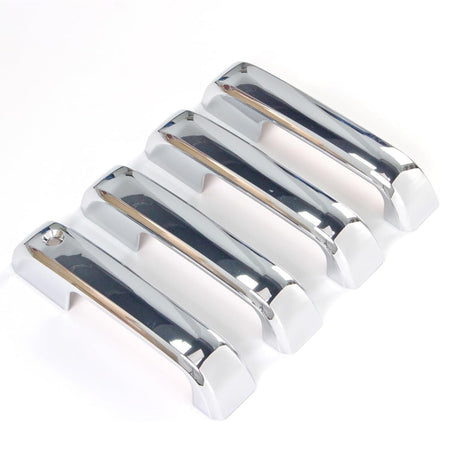 Chrome door handle cover set, stacked rectangular trims with molded edges
