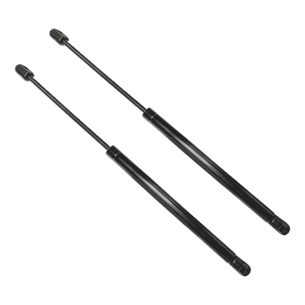 2-pack trunk lift support rods, black metal with end caps and hinges