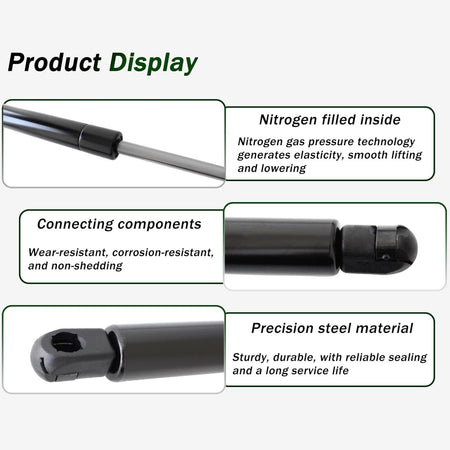Liftgate lift support feature display showing two struts and connecting end parts