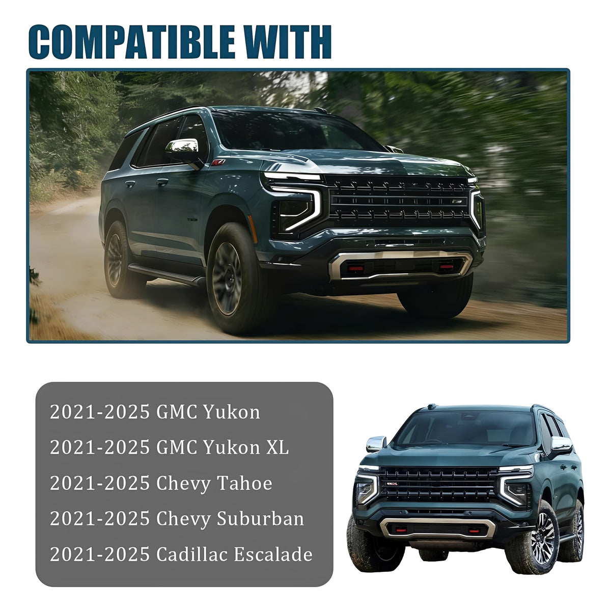 Chrome side mirror covers compatible with 2021-2025 SUV models