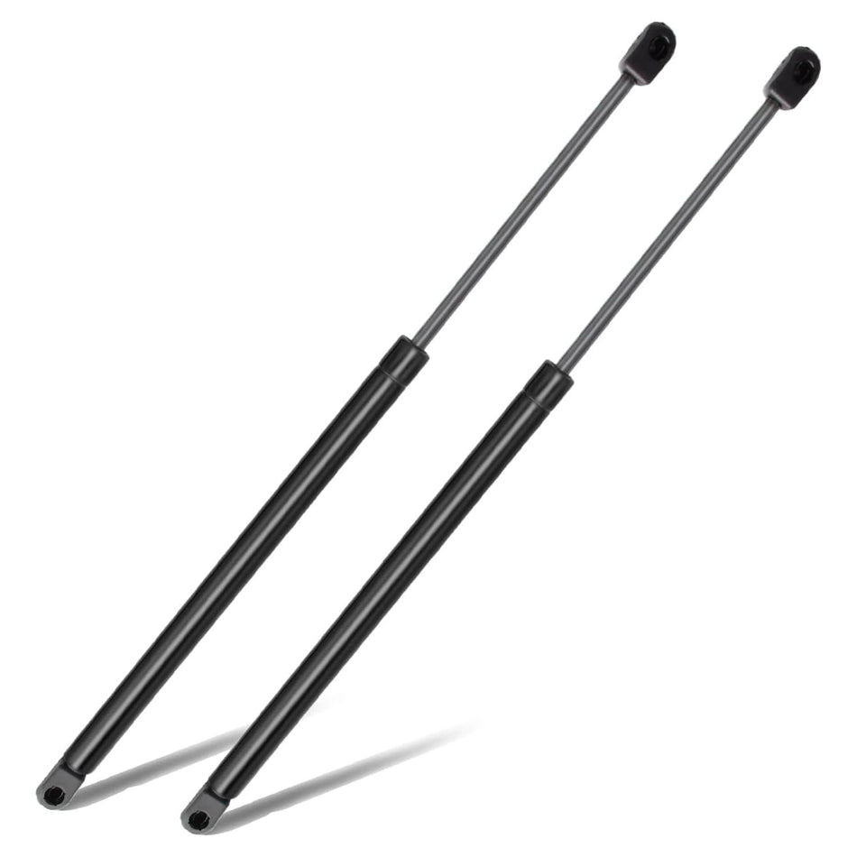 Pair of black rear window lift supports with ball-end mounting connectors