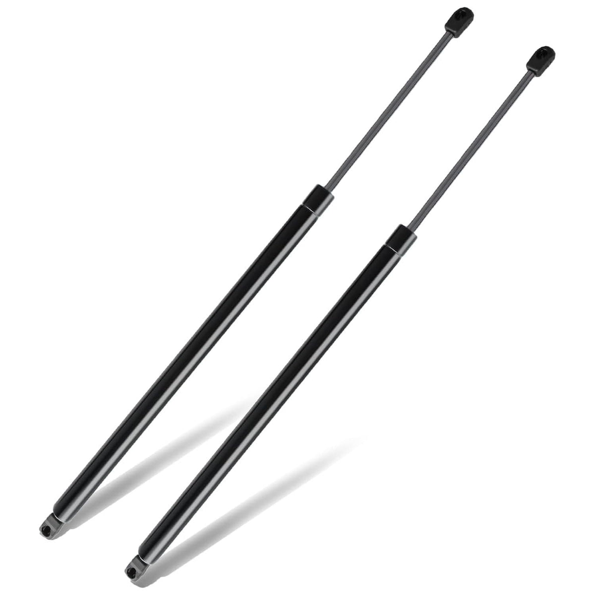 Set of two black tailgate lift support gas struts with end fittings