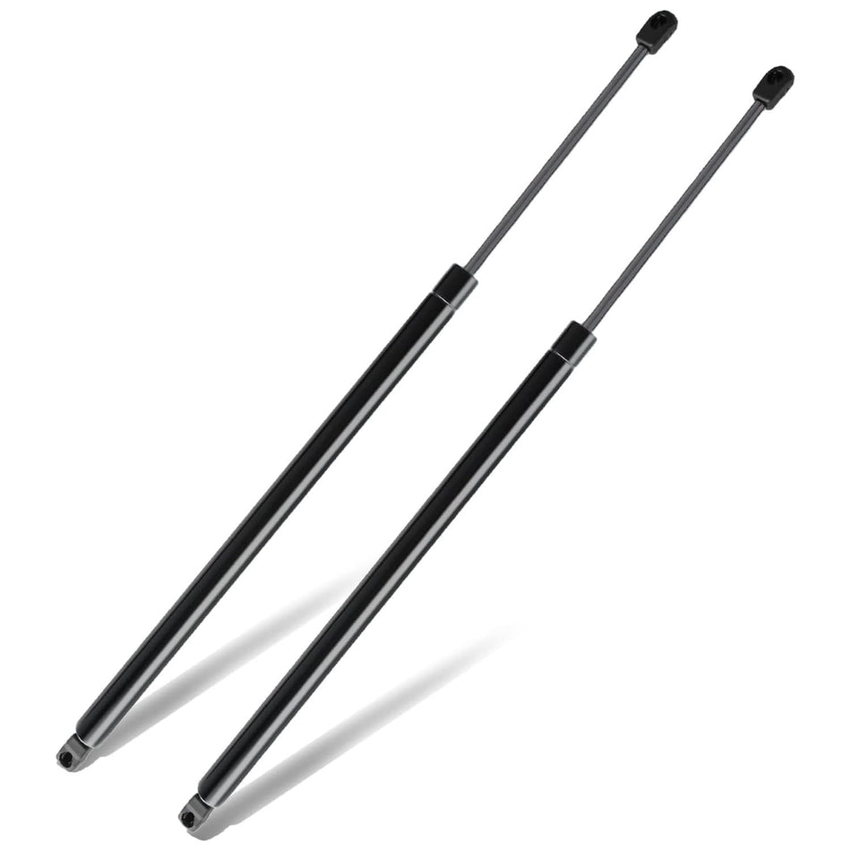 Set of two black tailgate lift support gas struts with end fittings