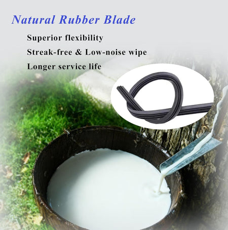 Natural rubber windshield wiper blade in a black loop shape