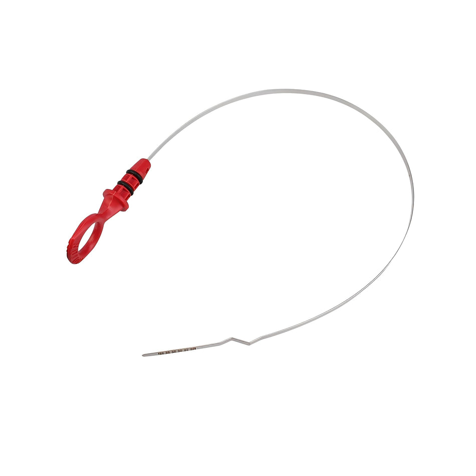 Volvo oil dipstick indicator with red loop handle and long gray rod
