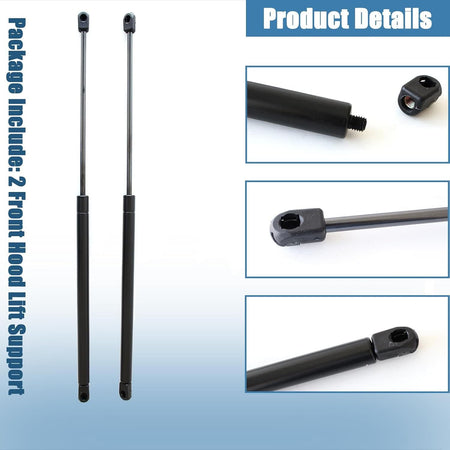 Hood lift support with black cylinder, threaded rod end, and rubber bushing mount