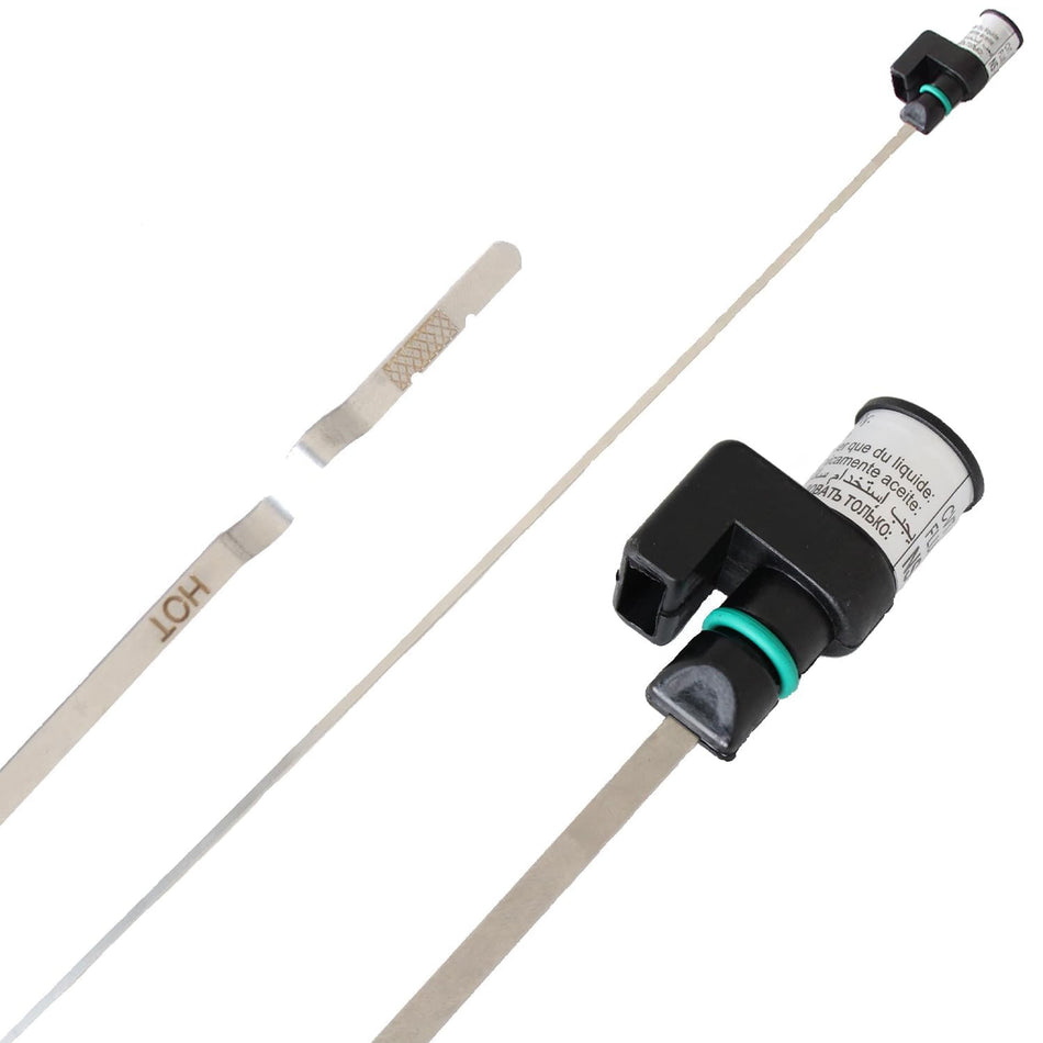 Transmission oil dipstick assembly with black handle and long metal probe