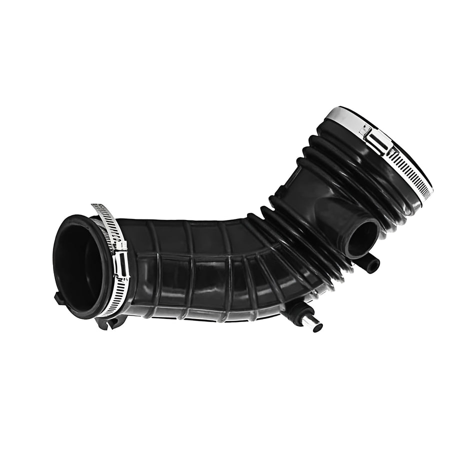 Black air intake hose with ribbed bend and clamp ring ends