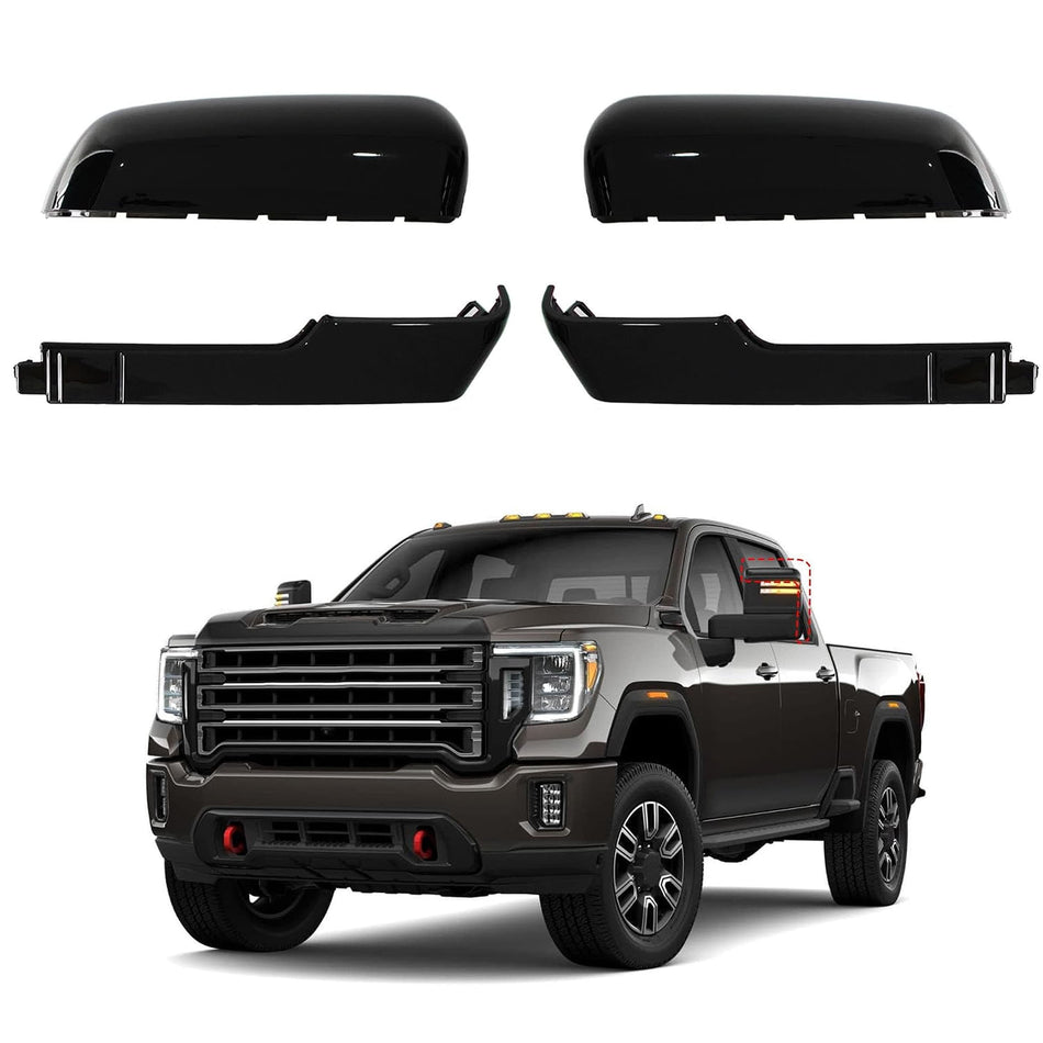 Chrome Tow Mirror Covers Fit for 2020-2024 Chevy Silverado GMC Sierra 2500HD 3500HD