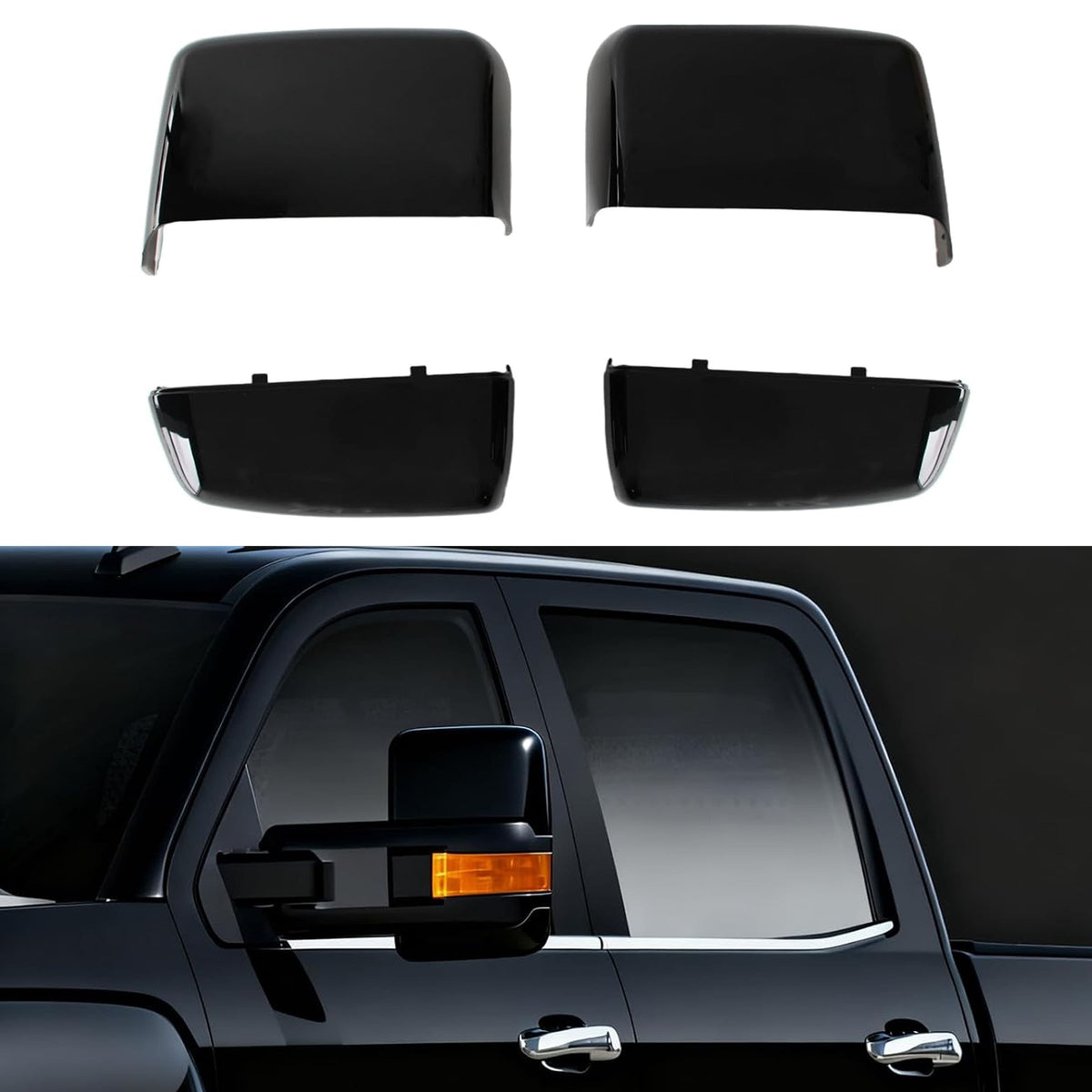 Chrome Mirror Covers Fit for 2014-2019 Chevy Silverado GMC Sierra 2500HD 3500