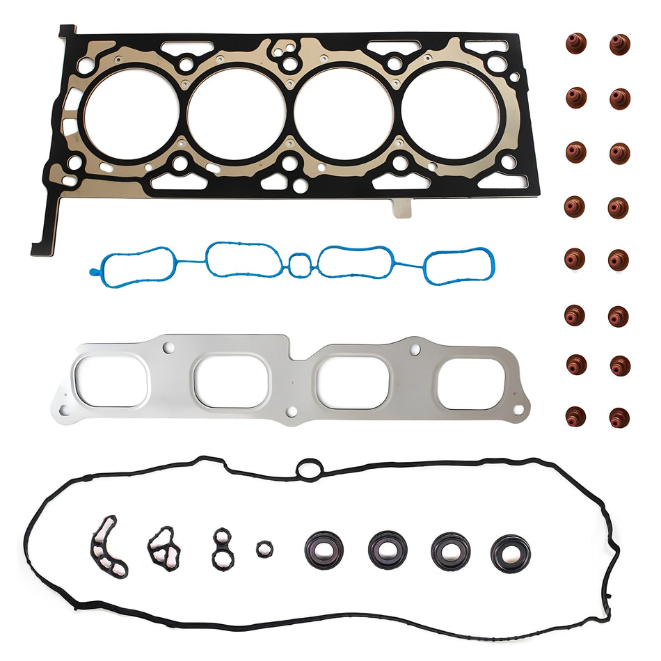 Head gasket set components: metal gasket, intake/exhaust gaskets, O-rings, bolts