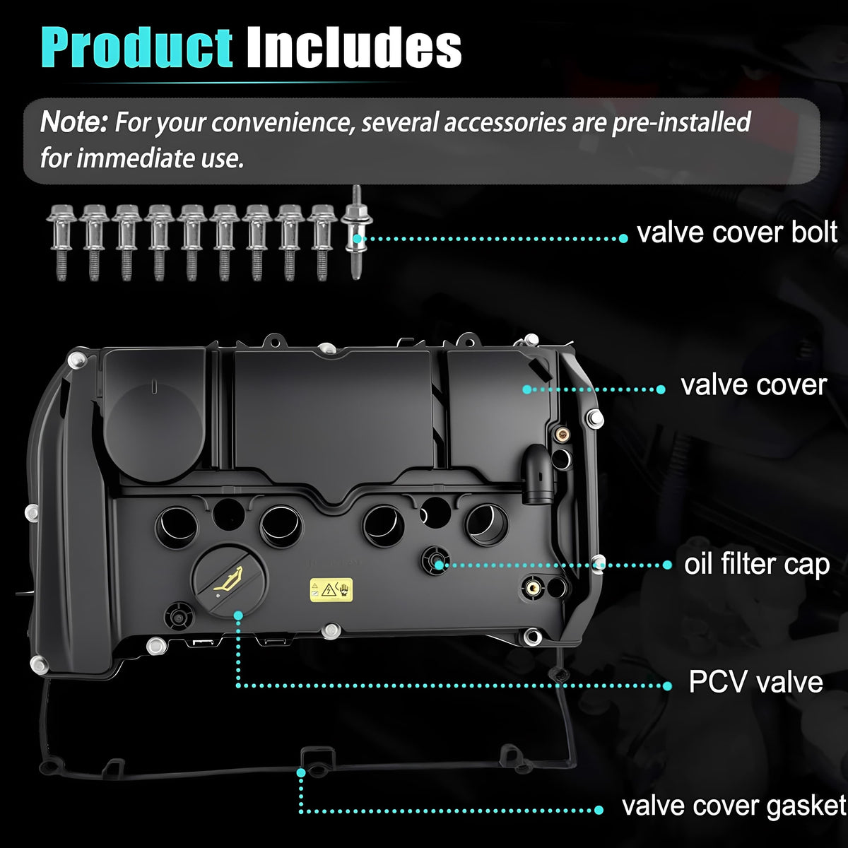 Valve Cover Kit 11127646552 Fit for 2011-2016 Mini Cooper S 1.6L Turbo - Auceramic