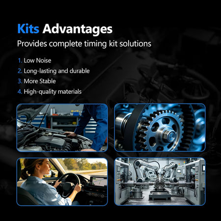 Timing belt kit with engine timing components for complete installation