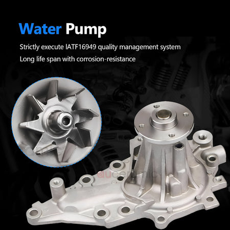 Water pump assembly with metal impeller and mounting base