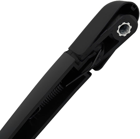 Black rear wiper blade end with mounting hole and plastic connector detail
