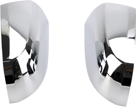 Chrome mirror cover pair viewed from the inside with black openings
