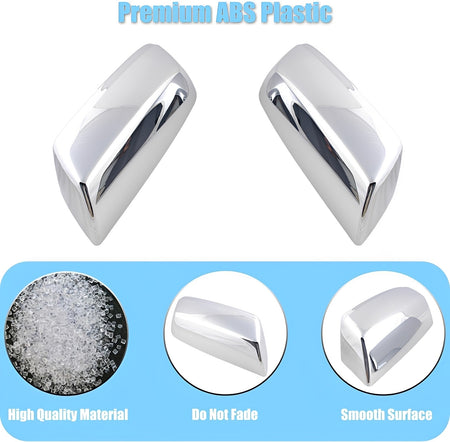 Shiny chrome ABS top half mirror covers, two-piece set with reflective finish