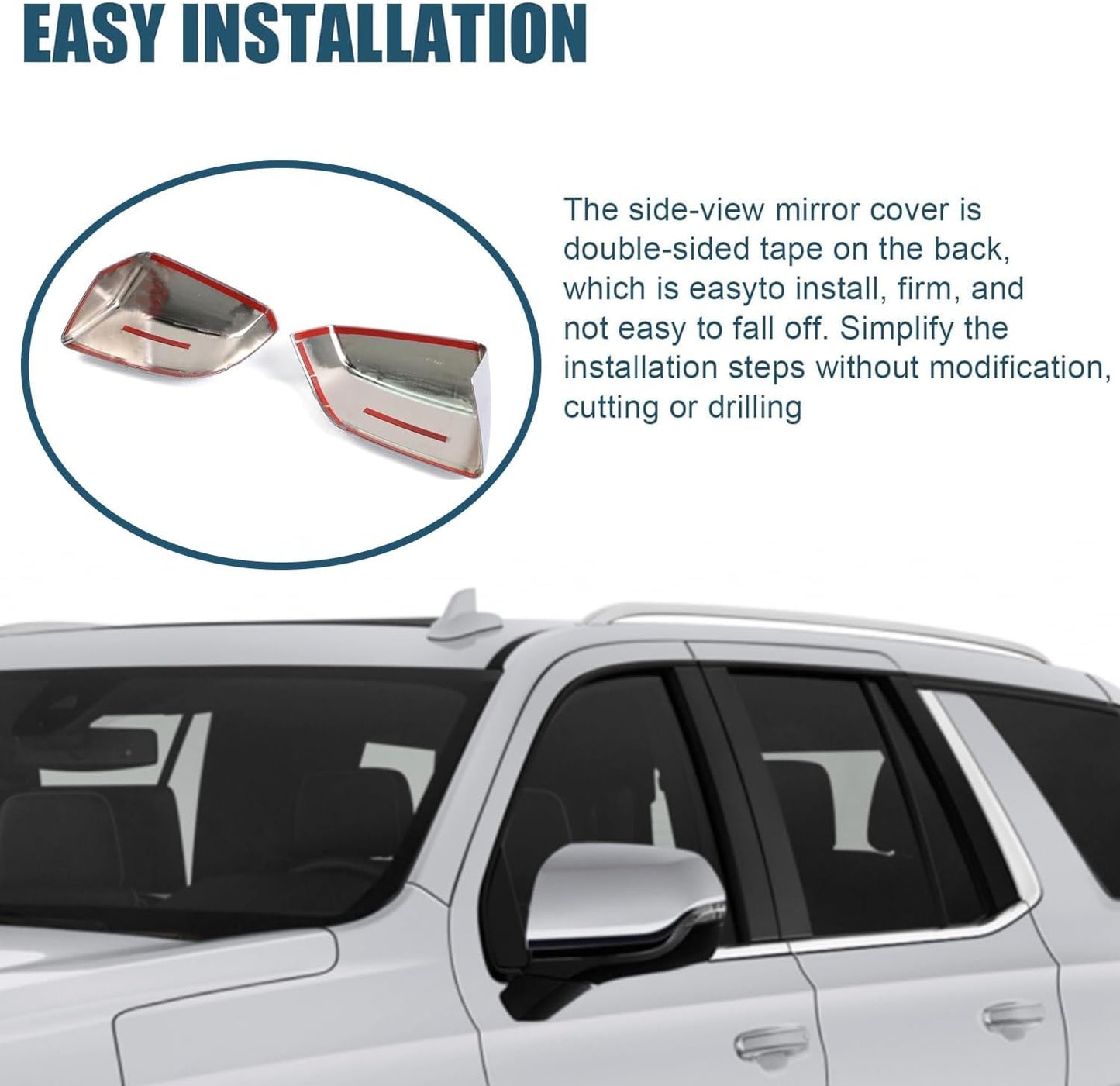 Chrome Mirror Covers for Tahoe, Suburban, Yukon & Escalade 2021–2025