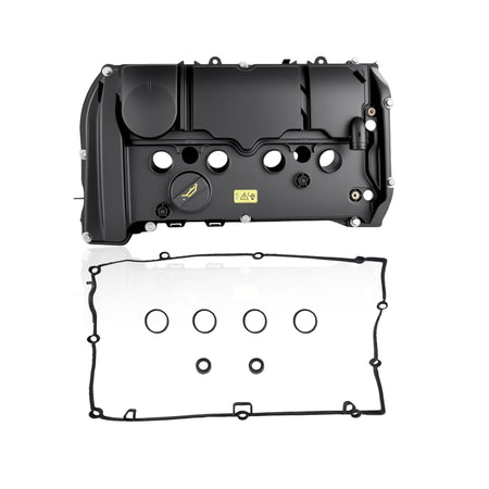 Valve cover kit with black engine valve cover and gasket set