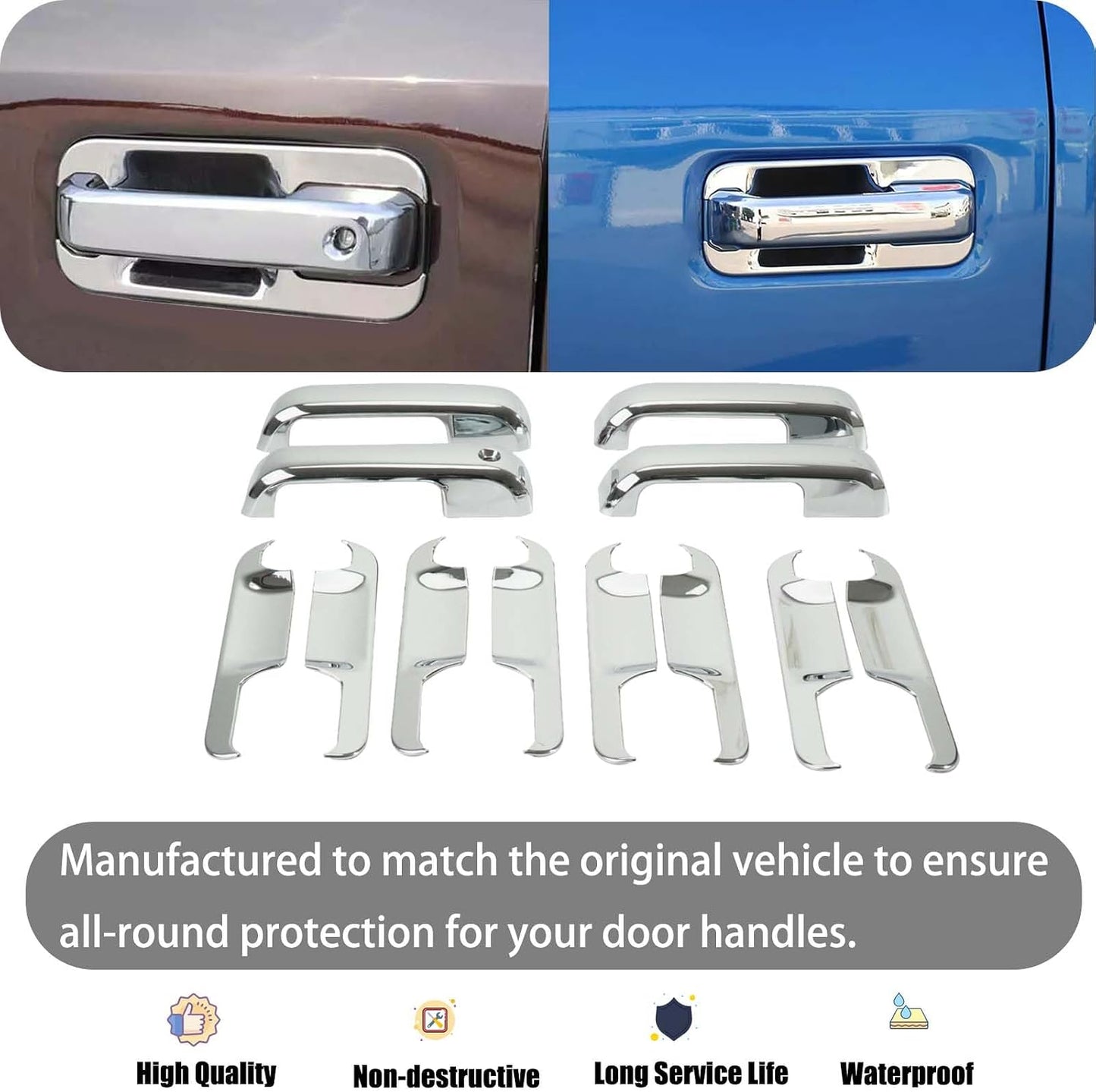 Chrome Door Handle Bowl Covers for Ford F-150 2015–2020