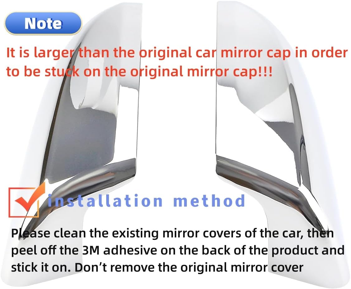 Chrome Mirror Covers for Toyota Tundra 2007–2019 & Sequoia 2008–2014