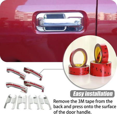 Chrome door handle bowl covers set with 3M tape, polished trim pieces
