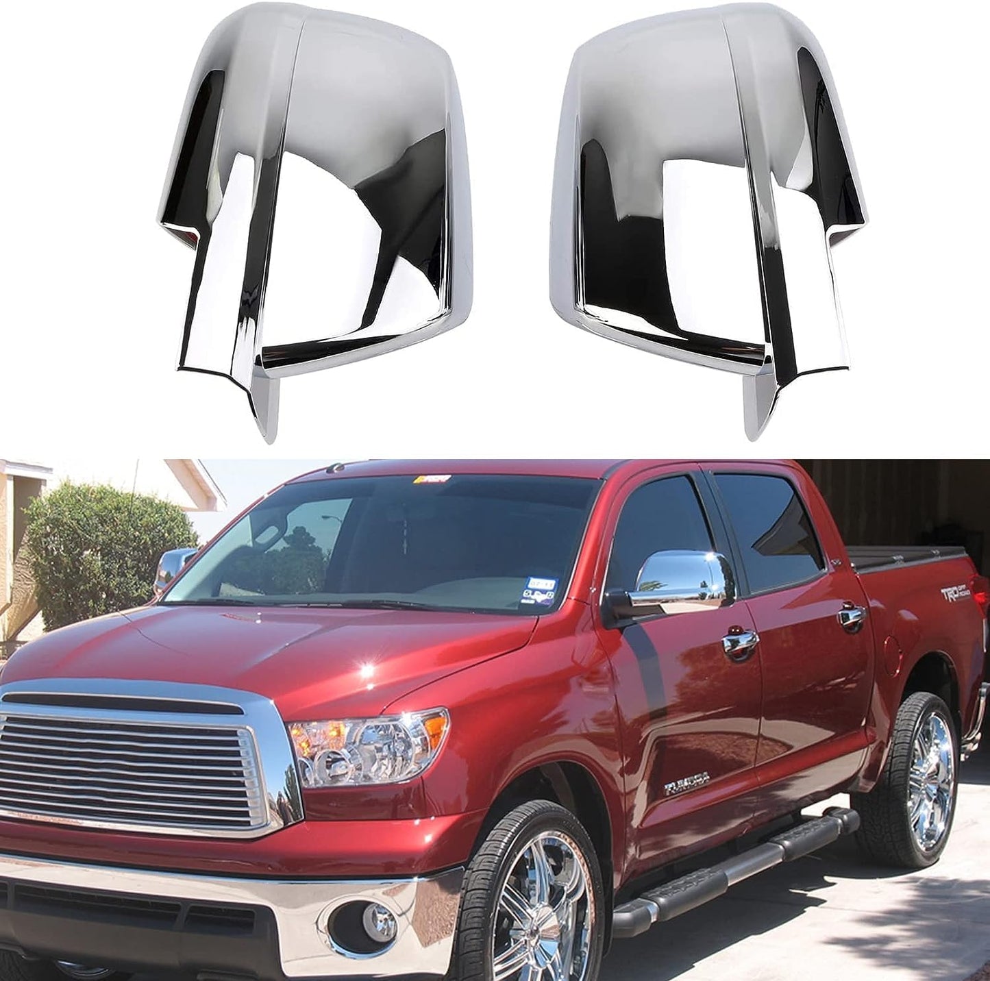 Chrome Full Mirror Covers for Toyota Tundra 2007–2021 & Sequoia 2007–2020