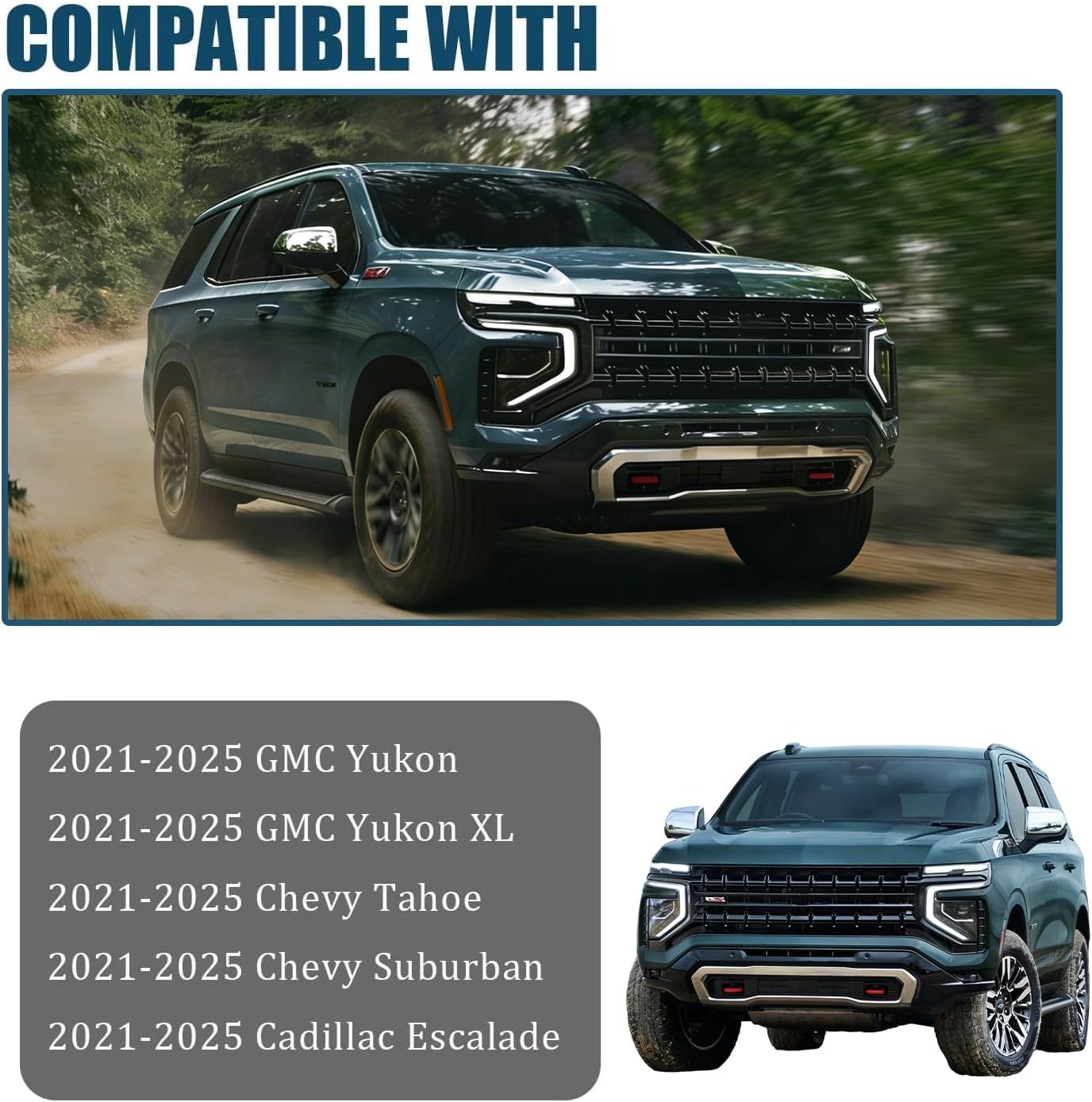 Chrome Mirror Covers for Tahoe, Suburban, Yukon & Escalade 2021–2025