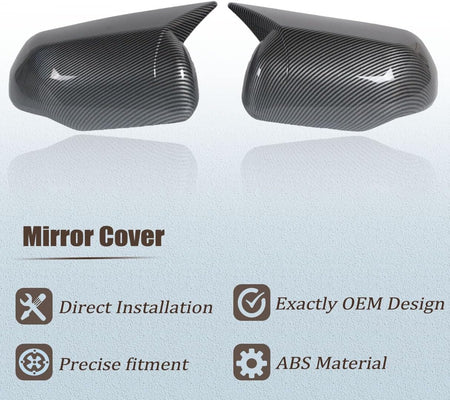 Two carbon fiber textured side mirror covers, black pair