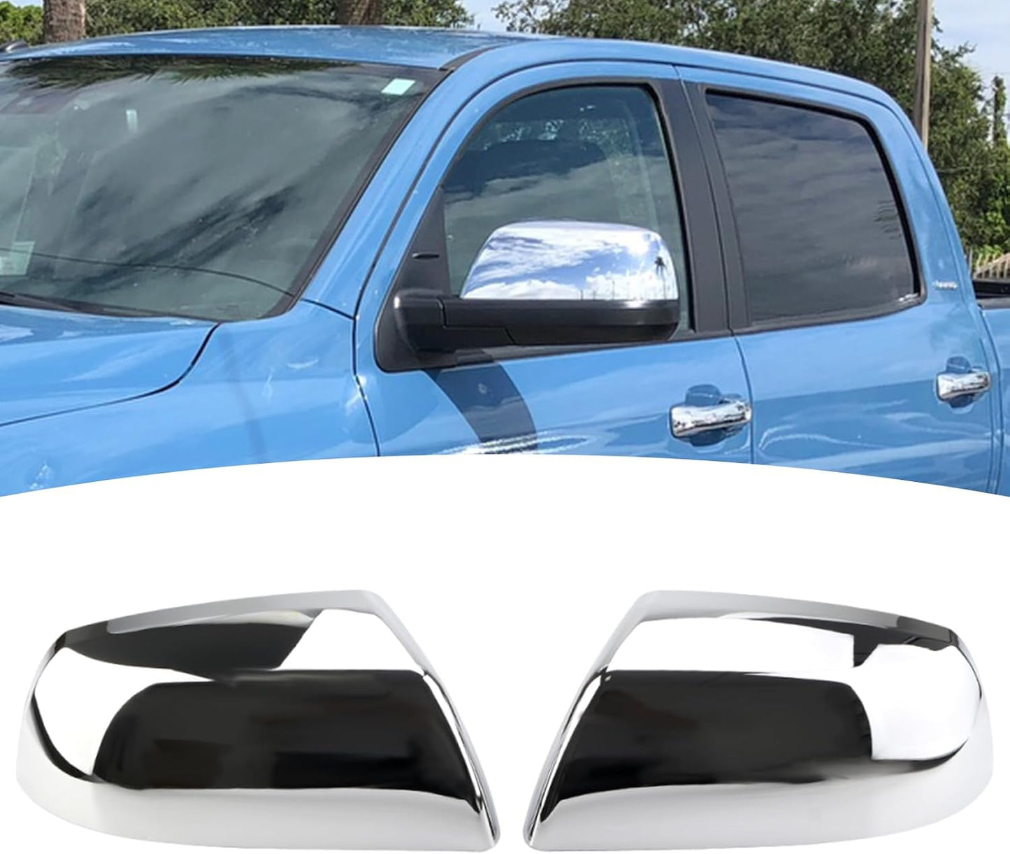 Chrome Mirror Covers for Toyota Tundra 2007–2019 & Sequoia 2008–2014