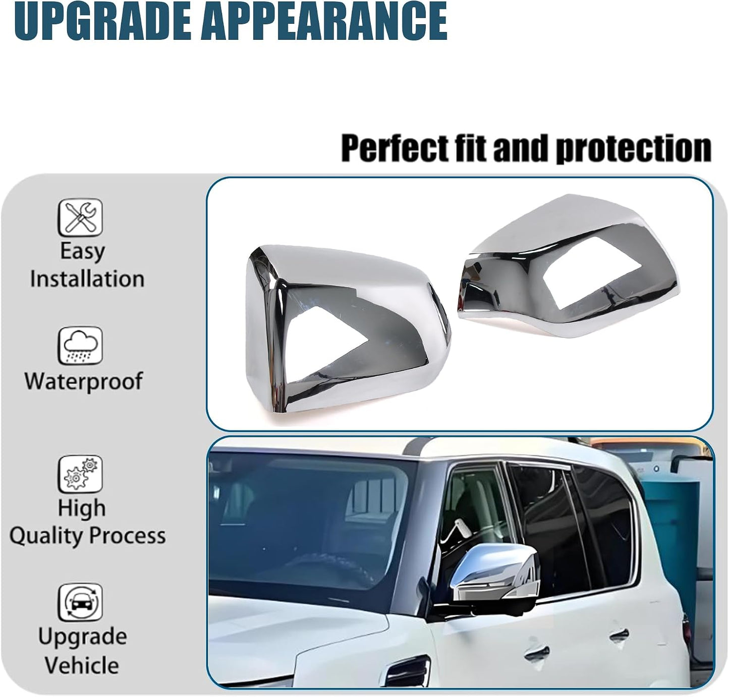 Chrome Mirror Covers for Tahoe, Suburban, Yukon & Escalade 2021–2025