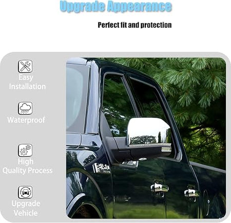 Chrome mirror covers, pair, for side mirrors with reflective finish