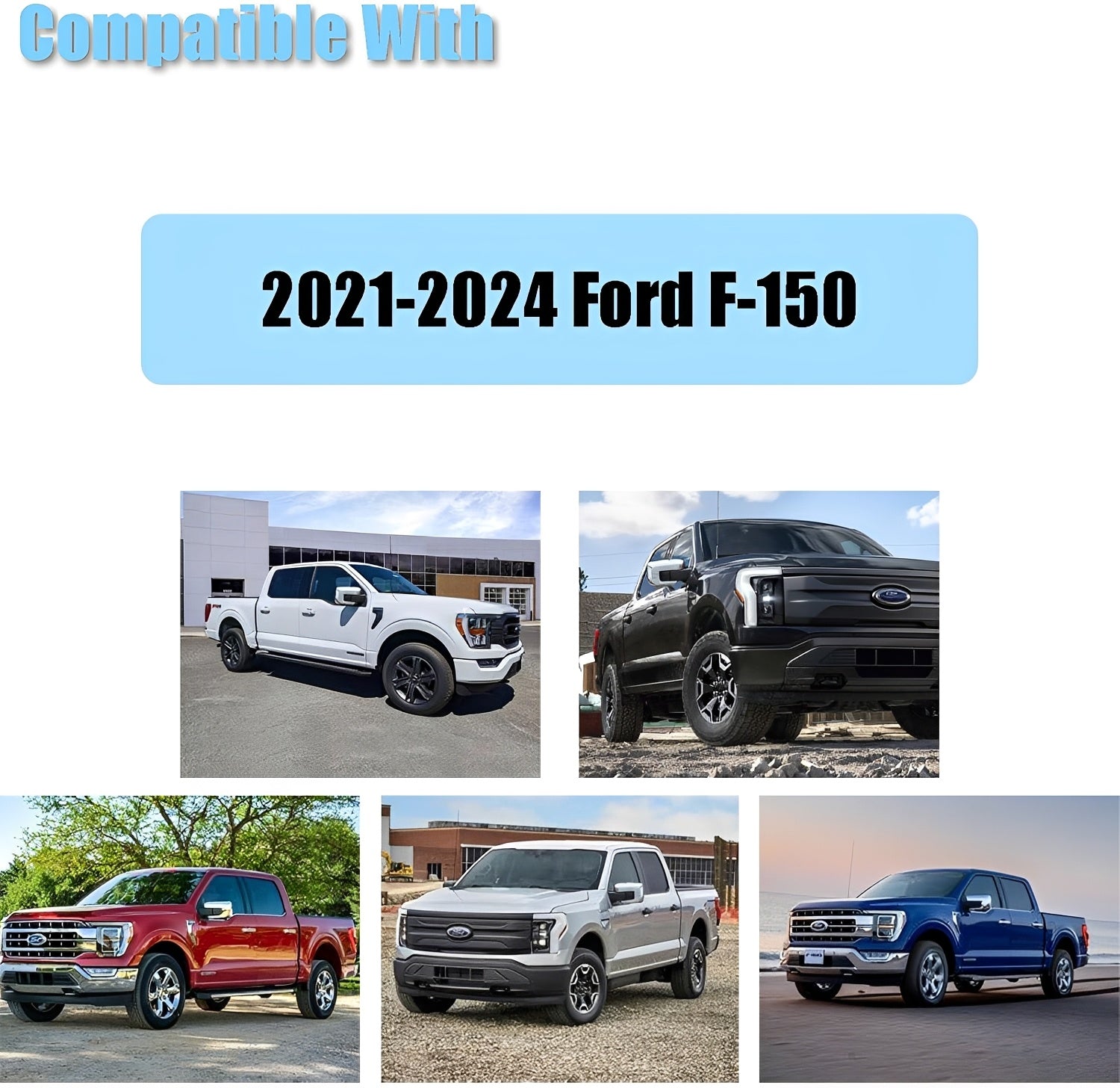 Compatibility graphic showing mirror covers for 2021-2024 Ford F-150