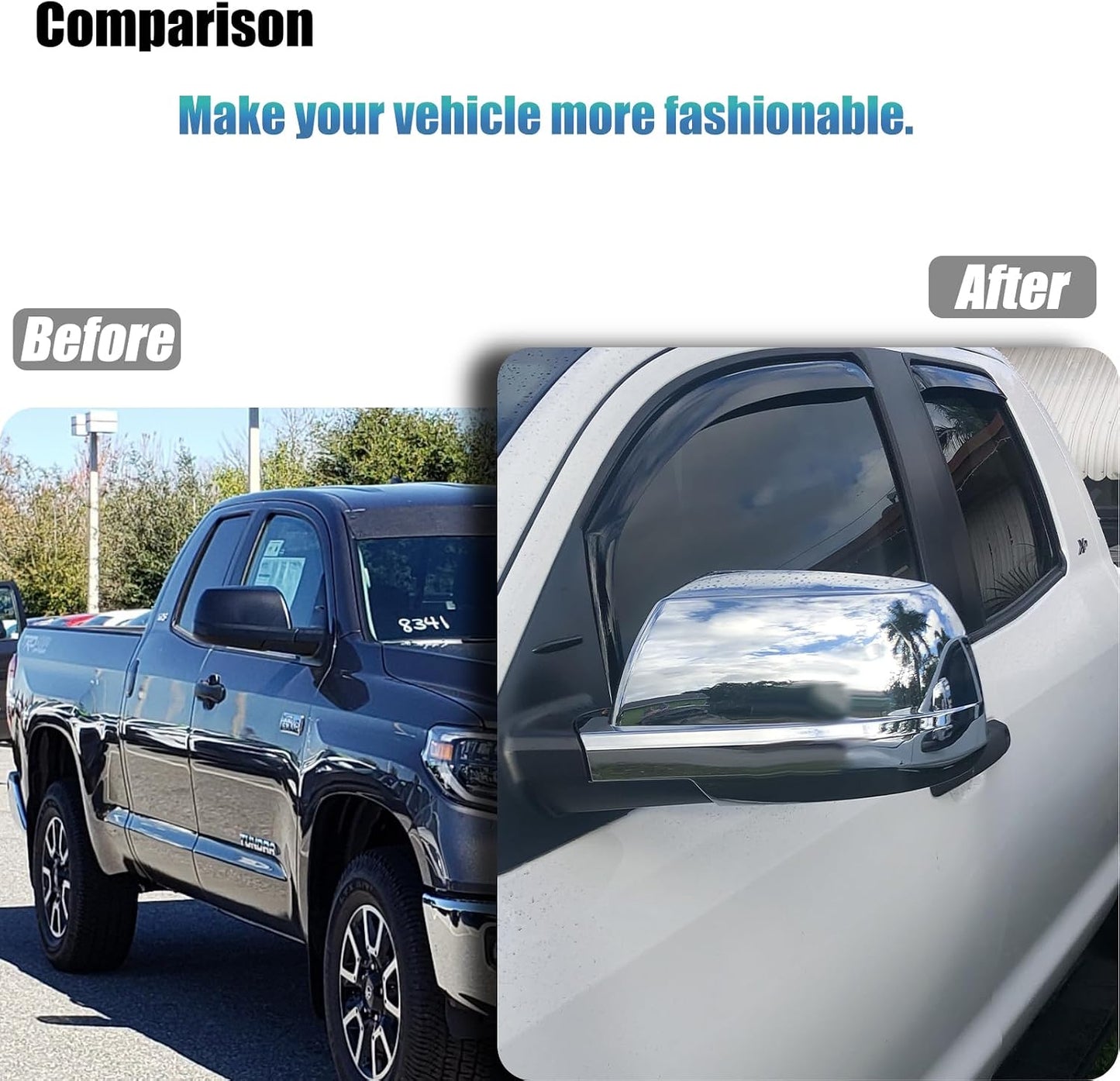 Chrome Full Mirror Covers for Toyota Tundra 2007–2021 & Sequoia 2007–2020