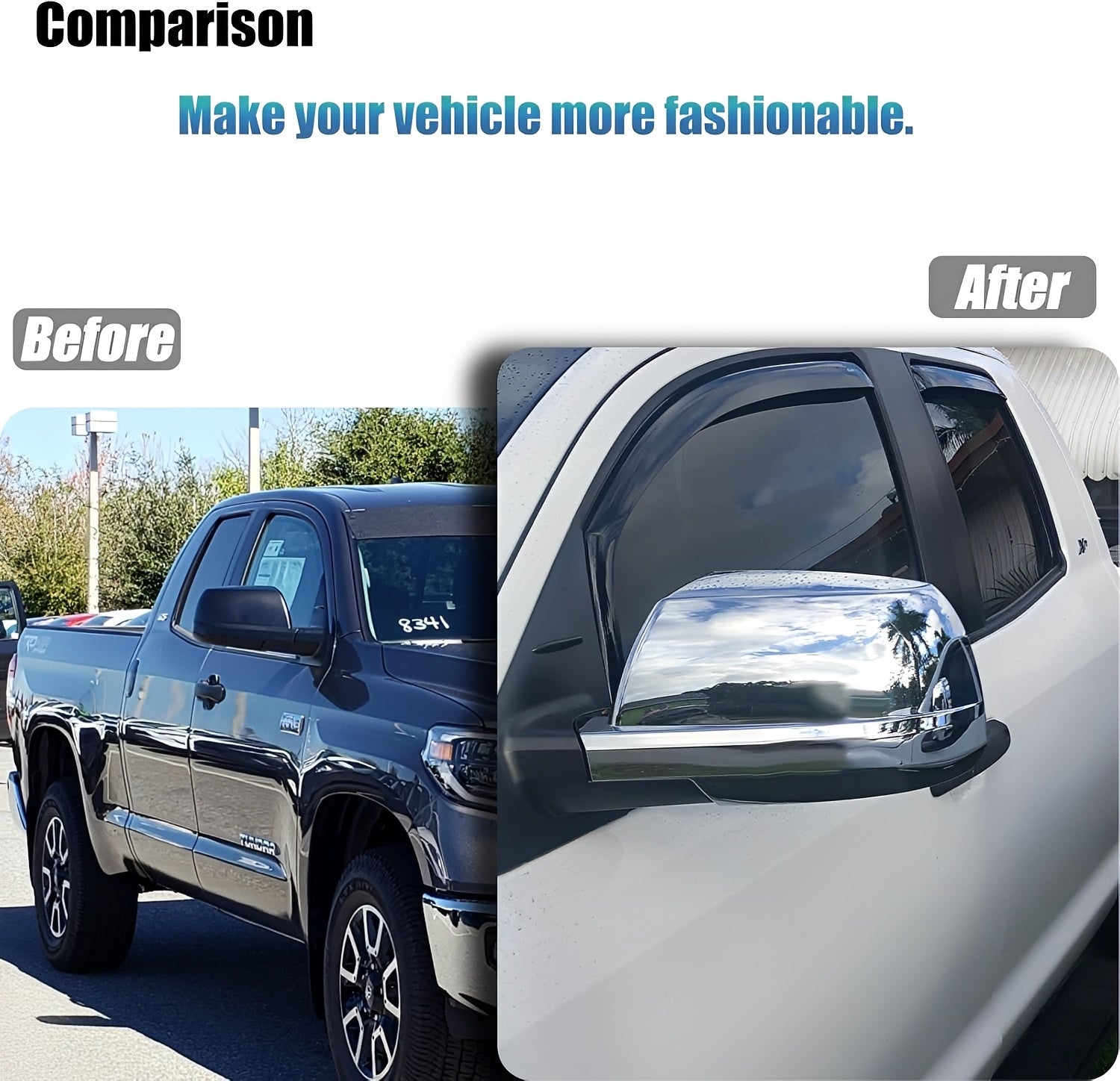 Chrome full mirror cover cap on a vehicle side mirror