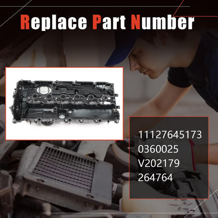 Valve cover with gasket and bolts, OE 11127645173 part replacement