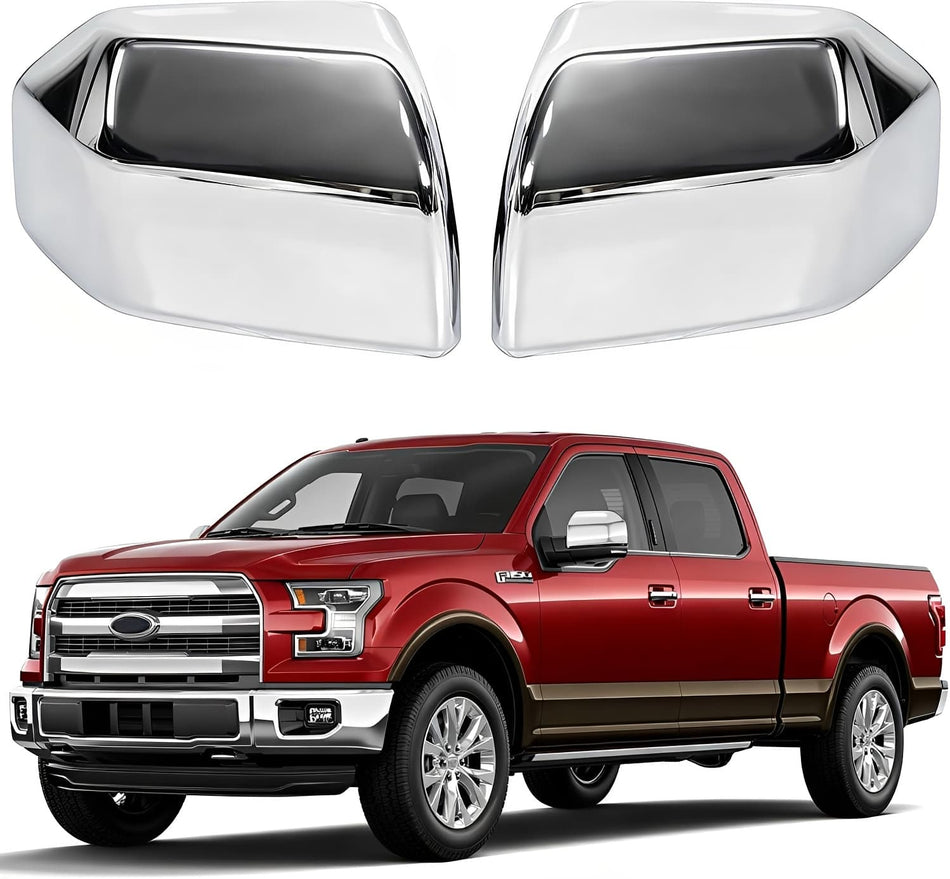 2015-2020 Ford F-150 Chrome Mirror Cover Caps 2PCS Stick-On ABS Overlays