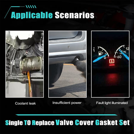 Valve cover gasket set diagram showing gasket outline with bolt holes and small fittings