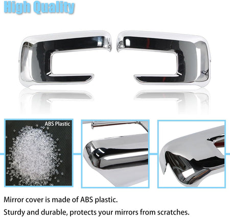 Chrome mirror covers with glossy protective outer shell, pair