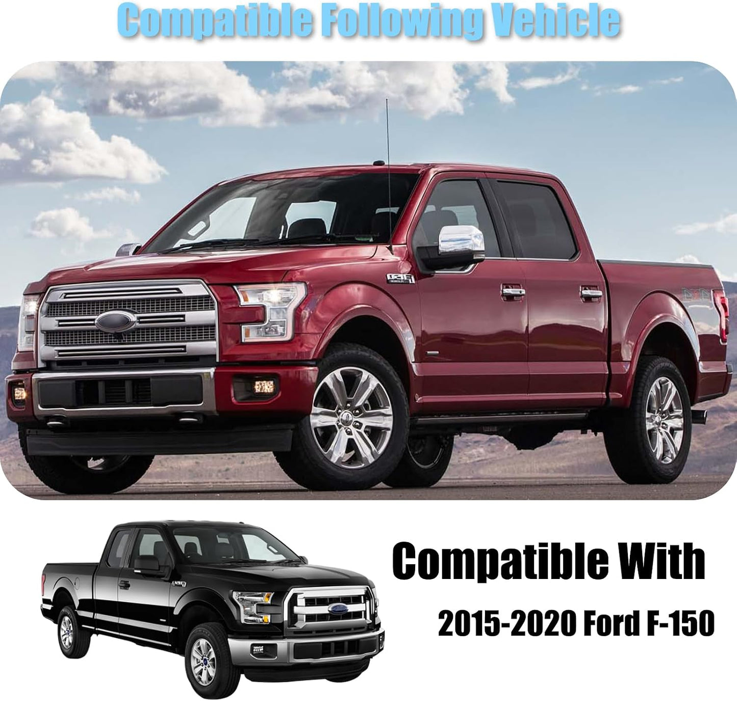 Chrome Door Handle Bowl Covers for Ford F-150 2015–2020