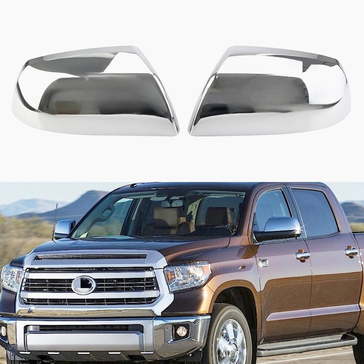 Chrome Mirror Covers for Toyota Tundra 2007–2019 & Sequoia 2008–2014