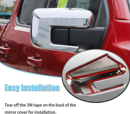 Chrome mirror cap and door handle cover for pickup, glossy reflective finish