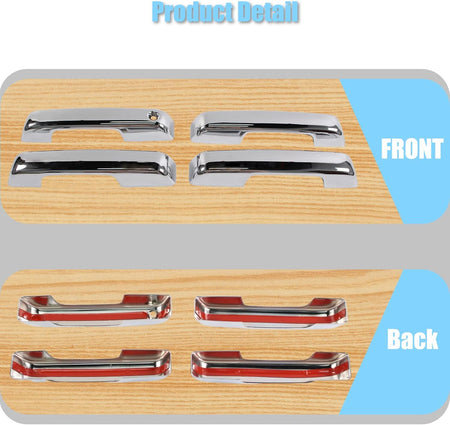Chrome front and rear door handle bowl cover panels with cutouts, set of four.